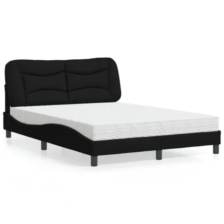 Cama con colchón tela negro 140x190 cm de vidaXL, Camas y somieres - Ref: Foro24-3208529, Precio: 405,36 €, Descuento: %