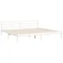 Double bed frame with white solid wood headboard by vidaXL, Beds and slatted bases - Ref: Foro24-3194457, Price: 156,31 €, Di...