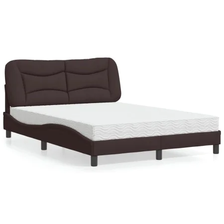 Bed with dark brown fabric mattress 140x200 cm by vidaXL, Beds and slatted bases - Ref: Foro24-3208537, Price: 410,07 €, Disc...