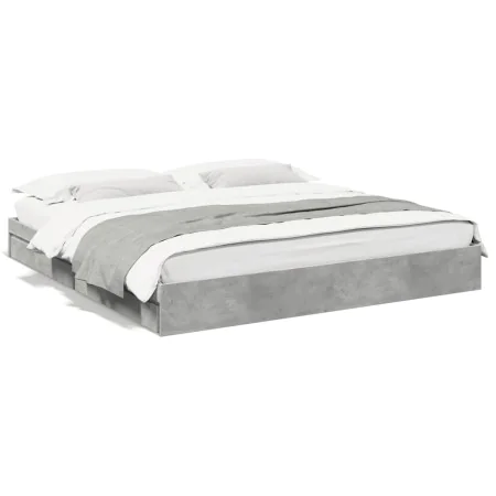 Concrete gray engineered wood bed with drawers 200x200 cm by vidaXL, Beds and slatted bases - Ref: Foro24-3280632, Price: 182...