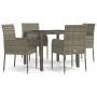 5-piece garden dining set with gray synthetic rattan cushions by vidaXL, Garden sets - Ref: Foro24-3185006, Price: 306,74 €, ...