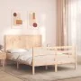 Double bed frame with solid wood headboard by vidaXL, Beds and slatted bases - Ref: Foro24-3194476, Price: 122,89 €, Discount: %