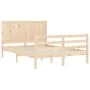 Double bed frame with solid wood headboard by vidaXL, Beds and slatted bases - Ref: Foro24-3194476, Price: 122,89 €, Discount: %