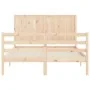 Double bed frame with solid wood headboard by vidaXL, Beds and slatted bases - Ref: Foro24-3194476, Price: 122,89 €, Discount: %