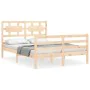 Double bed frame with solid wood headboard by vidaXL, Beds and slatted bases - Ref: Foro24-3194411, Price: 121,51 €, Discount: %