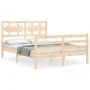 Estructura de cama de matrimonio con cabecero madera maciza de vidaXL, Camas y somieres - Ref: Foro24-3194411, Precio: 122,85...