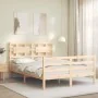 Double bed frame with solid wood headboard by vidaXL, Beds and slatted bases - Ref: Foro24-3194411, Price: 121,51 €, Discount: %