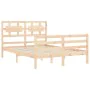 Double bed frame with solid wood headboard by vidaXL, Beds and slatted bases - Ref: Foro24-3194411, Price: 121,51 €, Discount: %