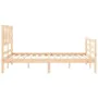 Double bed frame with solid wood headboard by vidaXL, Beds and slatted bases - Ref: Foro24-3194411, Price: 121,51 €, Discount: %