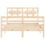 Double bed frame with solid wood headboard by vidaXL, Beds and slatted bases - Ref: Foro24-3194411, Price: 121,51 €, Discount: %