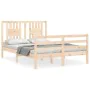 Double bed frame with solid wood headboard by vidaXL, Beds and slatted bases - Ref: Foro24-3194541, Price: 120,93 €, Discount: %