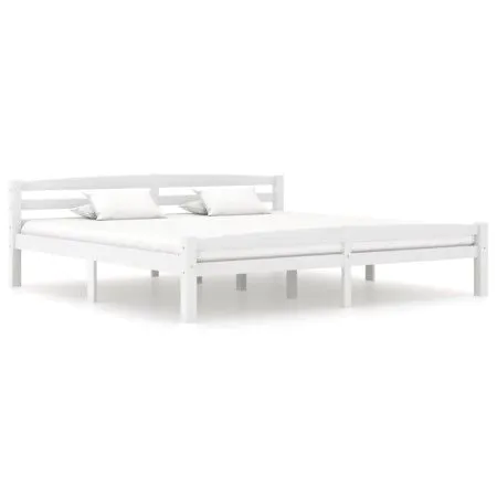 Solid pine wood bed frame, white, 200x200 cm by vidaXL, Beds and slatted bases - Ref: Foro24-322074, Price: 114,13 €, Discoun...