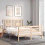 Double bed frame with solid wood headboard by vidaXL, Beds and slatted bases - Ref: Foro24-3194541, Price: 120,93 €, Discount: %