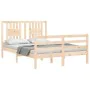 Double bed frame with solid wood headboard by vidaXL, Beds and slatted bases - Ref: Foro24-3194541, Price: 120,93 €, Discount: %