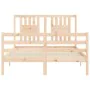 Double bed frame with solid wood headboard by vidaXL, Beds and slatted bases - Ref: Foro24-3194541, Price: 120,93 €, Discount: %