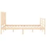 Double bed frame with solid wood headboard by vidaXL, Beds and slatted bases - Ref: Foro24-3194541, Price: 120,93 €, Discount: %