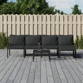 Gartenmöbel-Set 6-teilig aus Stahl mit grauen Kissen von vidaXL, Gartensets - Ref: Foro24-3187951, Preis: 518,39 €, Rabatt: %
