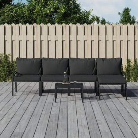 Juego de muebles de jardín 6 piezas acero con cojines gris de vidaXL, Conjuntos de jardín - Ref: Foro24-3187951, Precio: 526,...