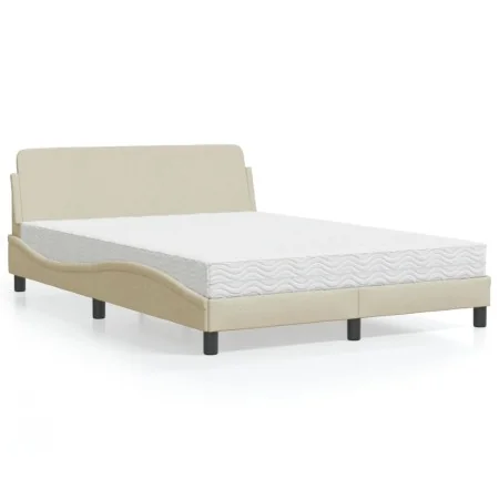Bed with cream fabric mattress 120x200 cm by vidaXL, Beds and slatted bases - Ref: Foro24-3208369, Price: 346,10 €, Discount: %