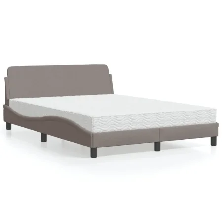 Bed with taupe gray fabric mattress 140x190 cm by vidaXL, Beds and slatted bases - Ref: Foro24-3208388, Price: 335,73 €, Disc...