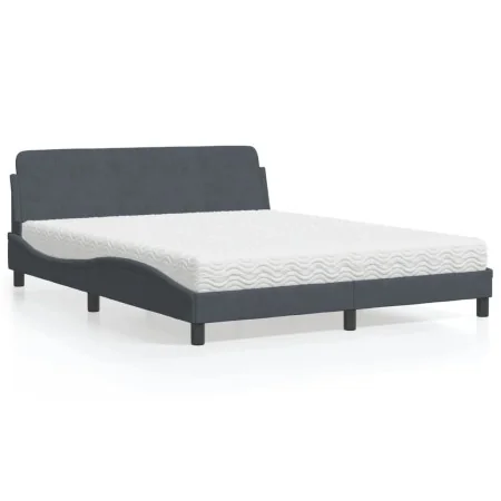 Bett mit dunkelgrauer Samtmatratze 160x200 cm von vidaXL, Betten und Lattenroste - Ref: Foro24-3208432, Preis: 359,04 €, Raba...