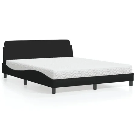 Cama con colchón de tela negro 160x200 cm de vidaXL, Camas y somieres - Ref: Foro24-3208426, Precio: 372,20 €, Descuento: %