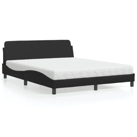 Bed with black synthetic leather mattress 160x200 cm by vidaXL, Beds and slatted bases - Ref: Foro24-3208437, Price: 354,55 €...