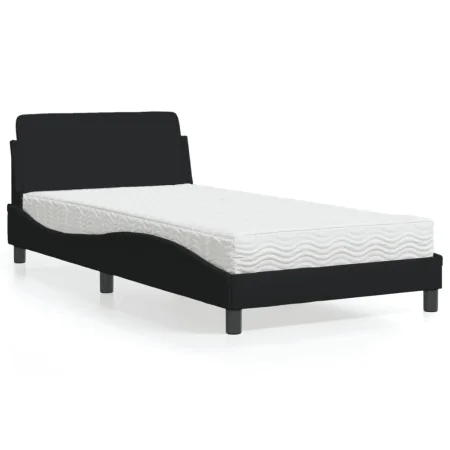 Bed with black fabric mattress 100x200 cm by vidaXL, Beds and slatted bases - Ref: Foro24-3208346, Price: 304,16 €, Discount: %