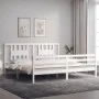 Estructura cama de matrimonio con cabecero madera maciza blanco de vidaXL, Camas y somieres - Ref: Foro24-3194587, Precio: 15...