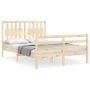 Double bed frame with solid wood headboard by vidaXL, Beds and slatted bases - Ref: Foro24-3194281, Price: 122,00 €, Discount: %
