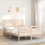 Double bed frame with solid wood headboard by vidaXL, Beds and slatted bases - Ref: Foro24-3194281, Price: 122,00 €, Discount: %