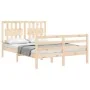 Double bed frame with solid wood headboard by vidaXL, Beds and slatted bases - Ref: Foro24-3194281, Price: 122,00 €, Discount: %