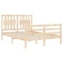 Double bed frame with solid wood headboard by vidaXL, Beds and slatted bases - Ref: Foro24-3194281, Price: 122,00 €, Discount: %