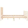 Double bed frame with solid wood headboard by vidaXL, Beds and slatted bases - Ref: Foro24-3194281, Price: 122,00 €, Discount: %