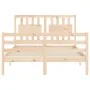 Double bed frame with solid wood headboard by vidaXL, Beds and slatted bases - Ref: Foro24-3194281, Price: 122,00 €, Discount: %