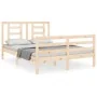 Double bed frame with solid wood headboard by vidaXL, Beds and slatted bases - Ref: Foro24-3194671, Price: 116,75 €, Discount: %