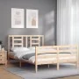 Double bed frame with solid wood headboard by vidaXL, Beds and slatted bases - Ref: Foro24-3194671, Price: 116,75 €, Discount: %