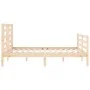 Double bed frame with solid wood headboard by vidaXL, Beds and slatted bases - Ref: Foro24-3194671, Price: 116,75 €, Discount: %