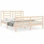 Doppelbettgestell mit Kopfteil aus Massivholz von vidaXL, Betten und Lattenroste - Ref: Foro24-3194706, Preis: 142,85 €, Raba...