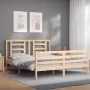 Doppelbettgestell mit Kopfteil aus Massivholz von vidaXL, Betten und Lattenroste - Ref: Foro24-3194706, Preis: 142,85 €, Raba...