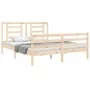 Doppelbettgestell mit Kopfteil aus Massivholz von vidaXL, Betten und Lattenroste - Ref: Foro24-3194706, Preis: 142,85 €, Raba...
