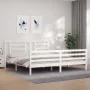 Doppelbettgestell mit weißem Massivholz-Kopfteil von vidaXL, Betten und Lattenroste - Ref: Foro24-3194717, Preis: 151,14 €, R...