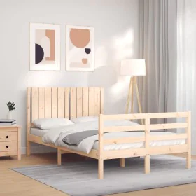 Double bed frame with solid wood headboard by vidaXL, Beds and slatted bases - Ref: Foro24-3194736, Price: 123,14 €, Discount: %