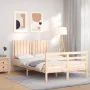 Double bed frame with solid wood headboard by vidaXL, Beds and slatted bases - Ref: Foro24-3194736, Price: 123,14 €, Discount: %