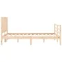 Double bed frame with solid wood headboard by vidaXL, Beds and slatted bases - Ref: Foro24-3194736, Price: 123,14 €, Discount: %