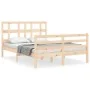 Double bed frame with solid wood headboard by vidaXL, Beds and slatted bases - Ref: Foro24-3194801, Price: 115,51 €, Discount: %