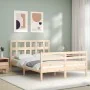 Double bed frame with solid wood headboard by vidaXL, Beds and slatted bases - Ref: Foro24-3194801, Price: 115,51 €, Discount: %