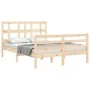 Double bed frame with solid wood headboard by vidaXL, Beds and slatted bases - Ref: Foro24-3194801, Price: 115,51 €, Discount: %