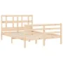 Double bed frame with solid wood headboard by vidaXL, Beds and slatted bases - Ref: Foro24-3194801, Price: 115,51 €, Discount: %