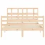 Double bed frame with solid wood headboard by vidaXL, Beds and slatted bases - Ref: Foro24-3194801, Price: 115,51 €, Discount: %